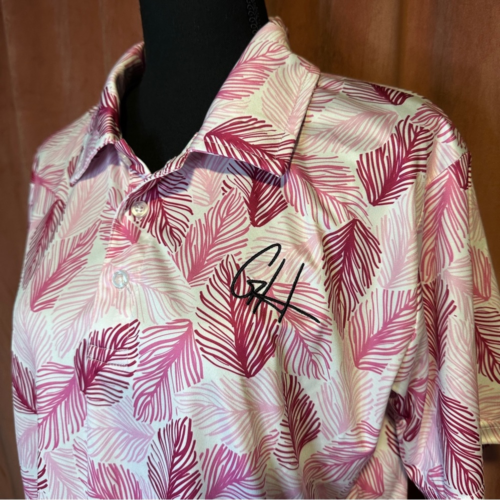 Signature Pink Leaf Men's Polo Shirt
